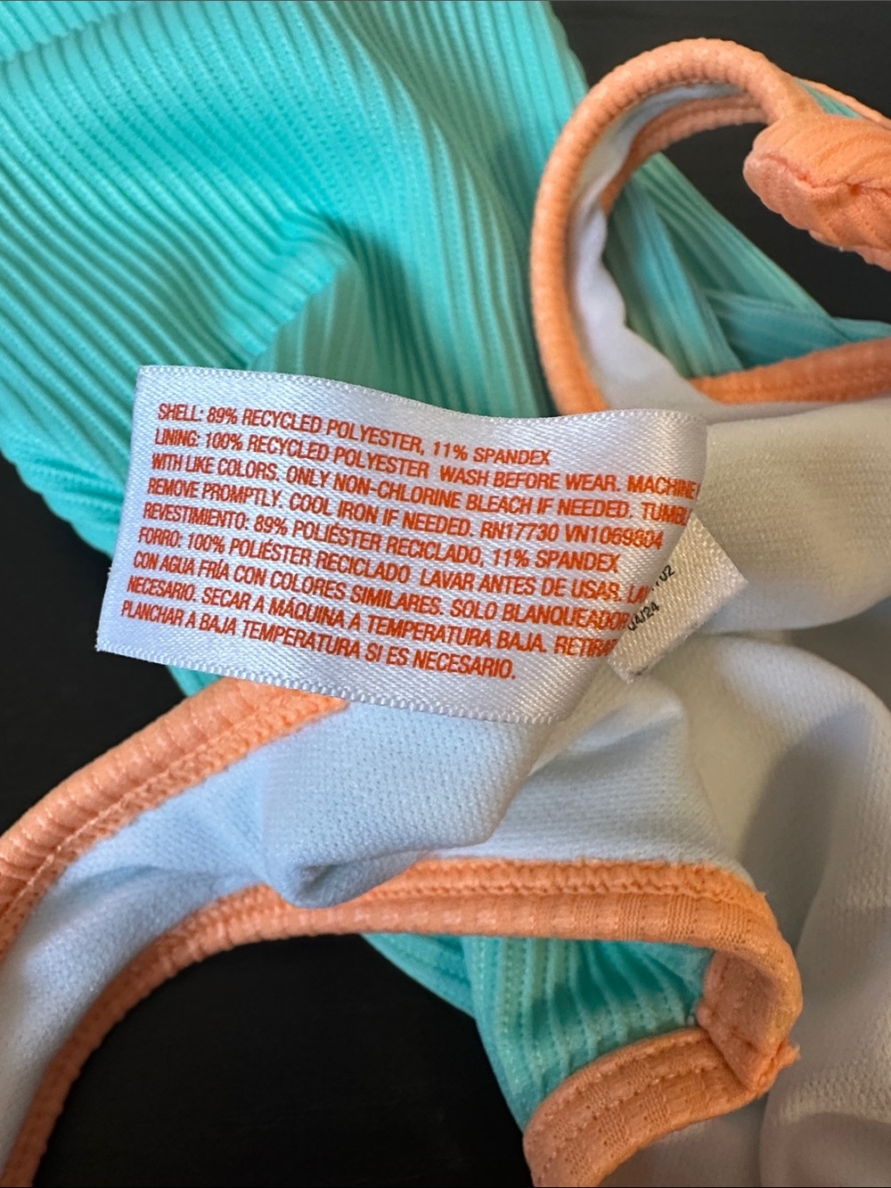 Cat & Jack One-Piece Swimsuit with Peach Trim - Picture 5 of 5